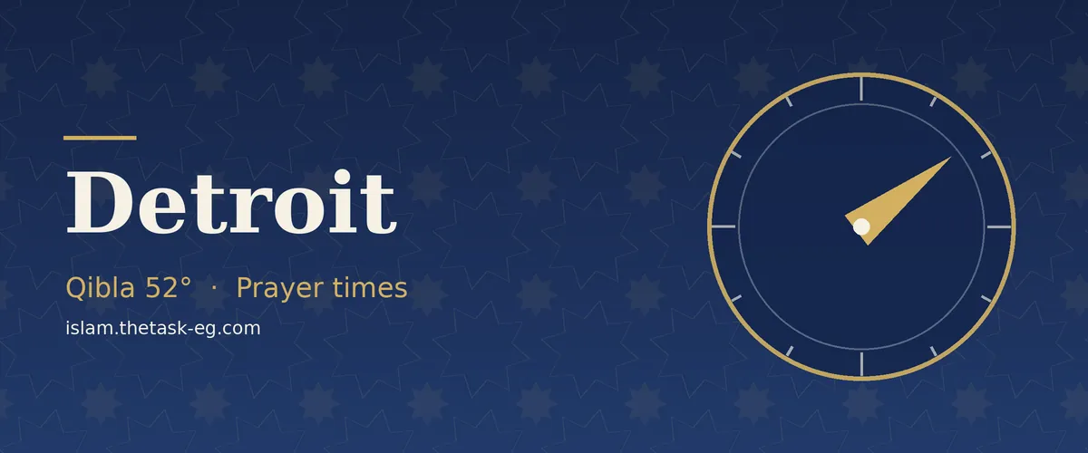 Qibla direction compass for Detroit