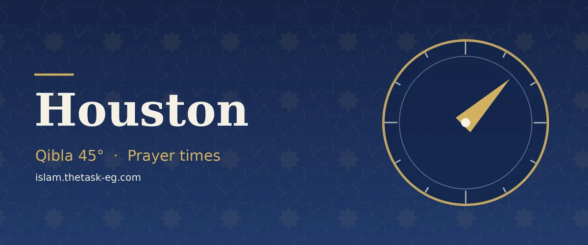 Qibla direction compass for Houston