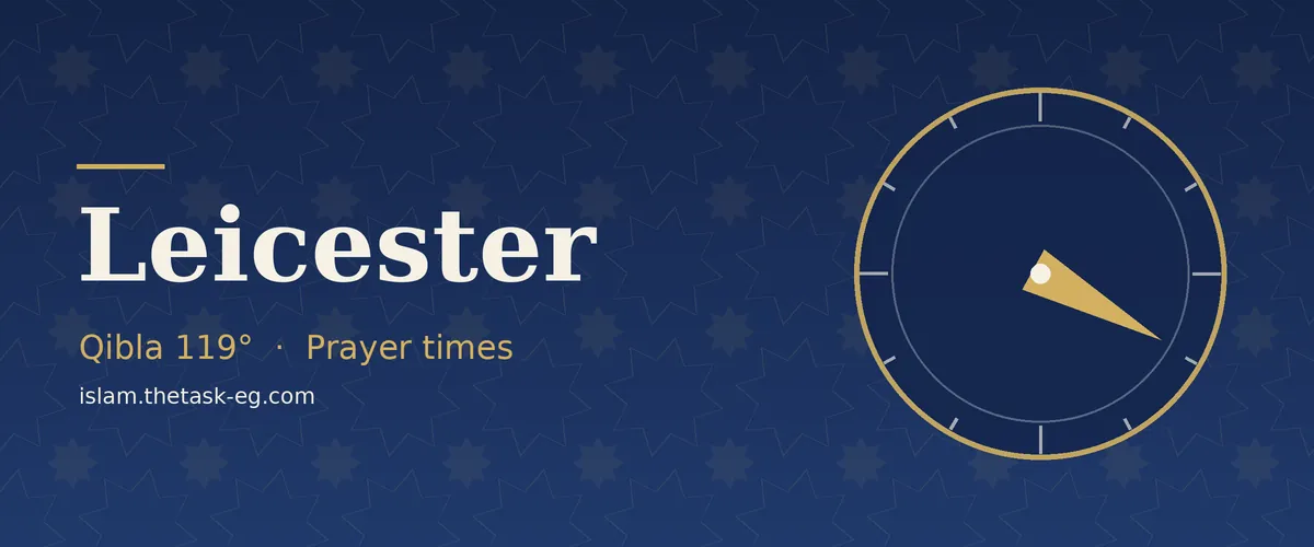 Qibla direction compass for Leicester