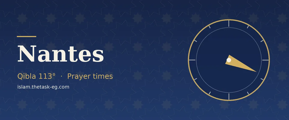 Qibla direction compass for Nantes