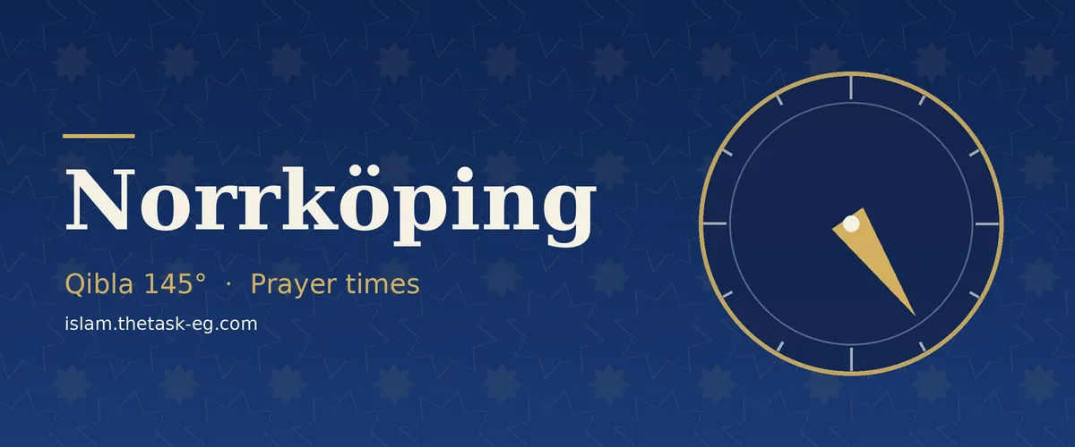 Qibla direction compass for Norrköping