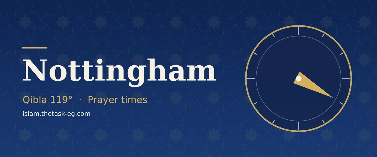 Qibla direction compass for Nottingham