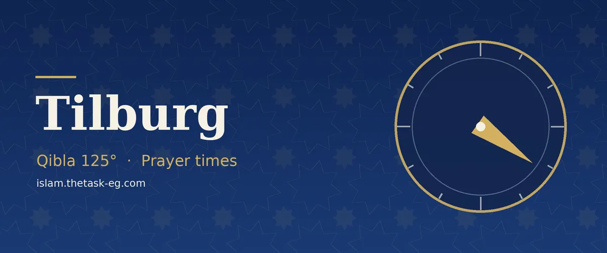 Qibla direction compass for Tilburg