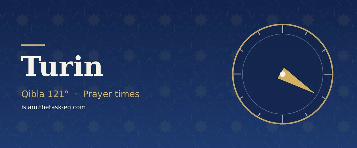 Qibla direction compass for Turin